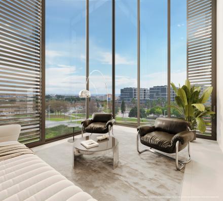 Luxurious penthouse with double height ceiling in a fully serviced building